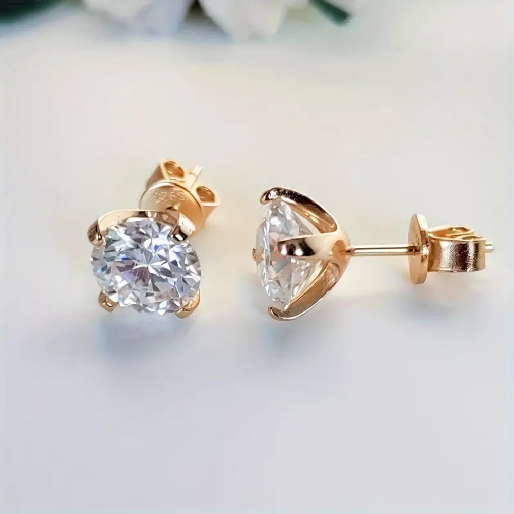 🔥CERTIFIED 2 CT DIAMOND EARRINGS 18k GOLD PLATED LAB CREATED MOISSANITE …